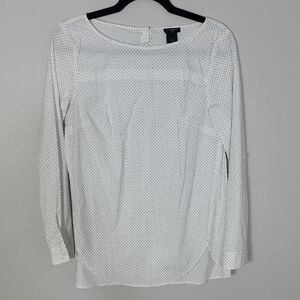 Ann Taylor Women’s Micro Polka Dot Popover Tunic Top Size S White Black Old Mone